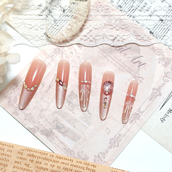 Acrylic nails with glamorous crystal design Kalsten