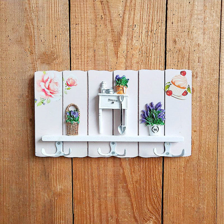 Decorative Wall Hook Rack with Flower Design