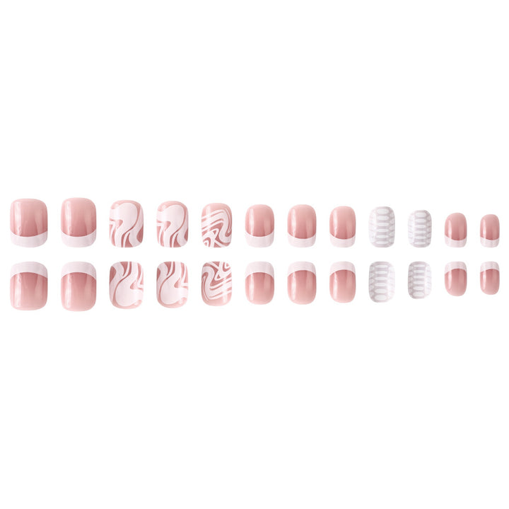 Artistic Press-On Nail Set with Marble and Textured Design Kalsten