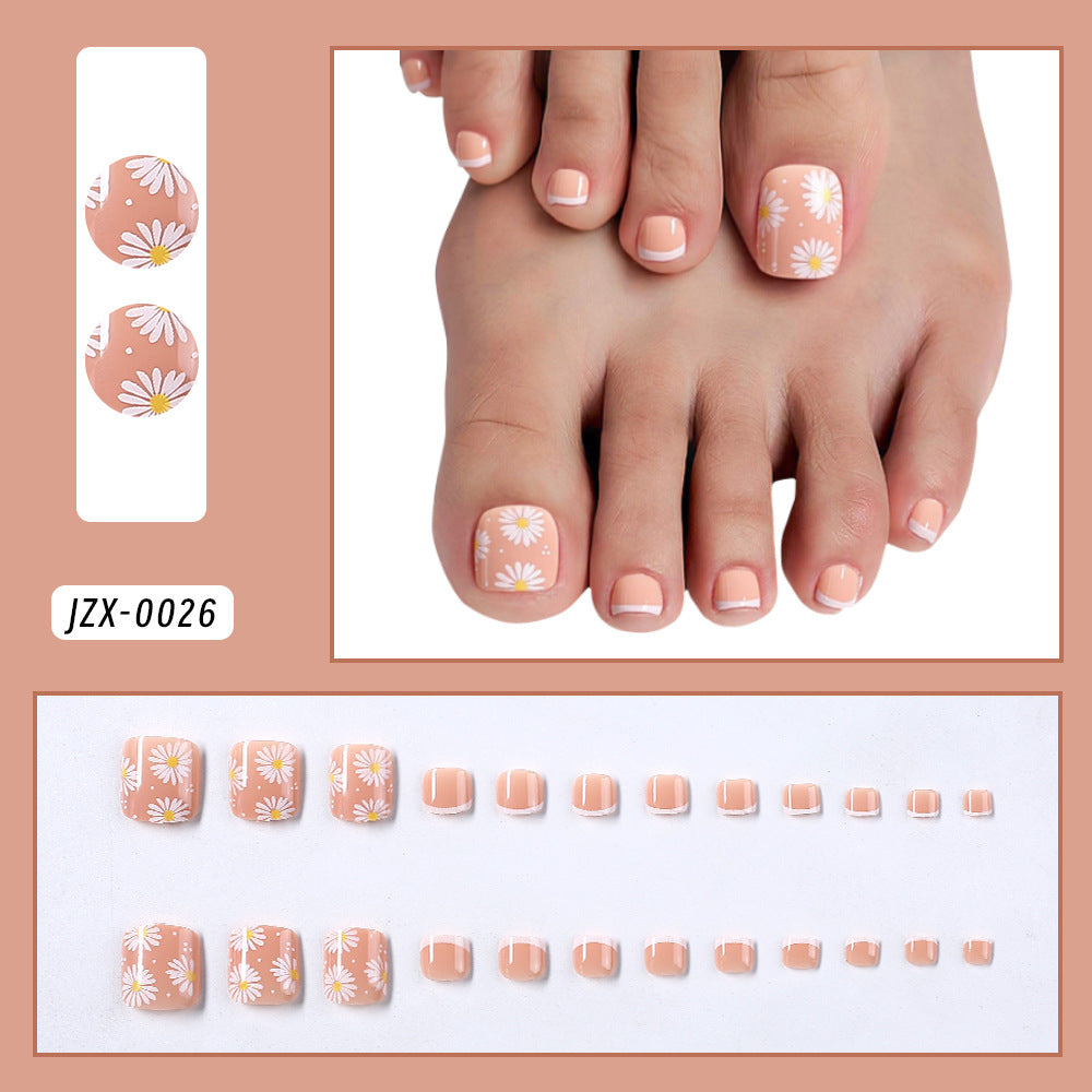 Decorative French Tip Toenail Set Kalsten