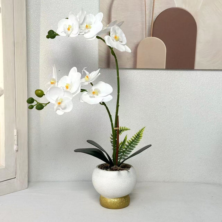 Elegant Faux Orchid Pot Arrangement