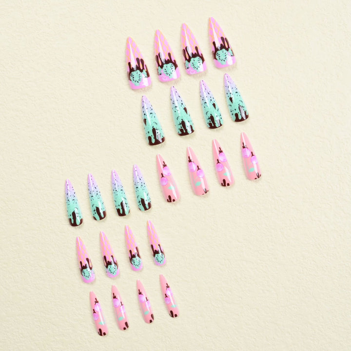 Nail art set with playful ice cream design Kalsten