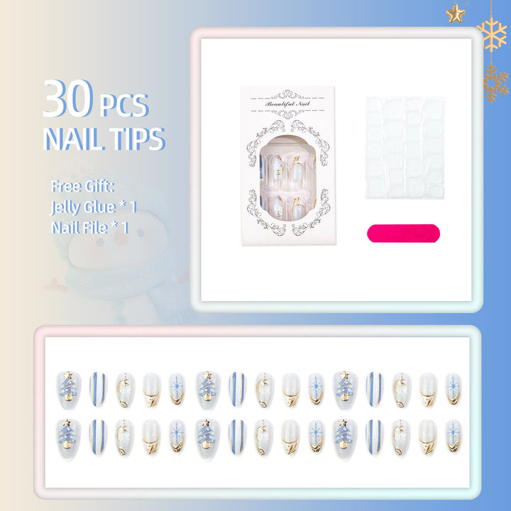 Winter-Themed Press-On Nail Set with Elegant Holiday Designs Kalsten