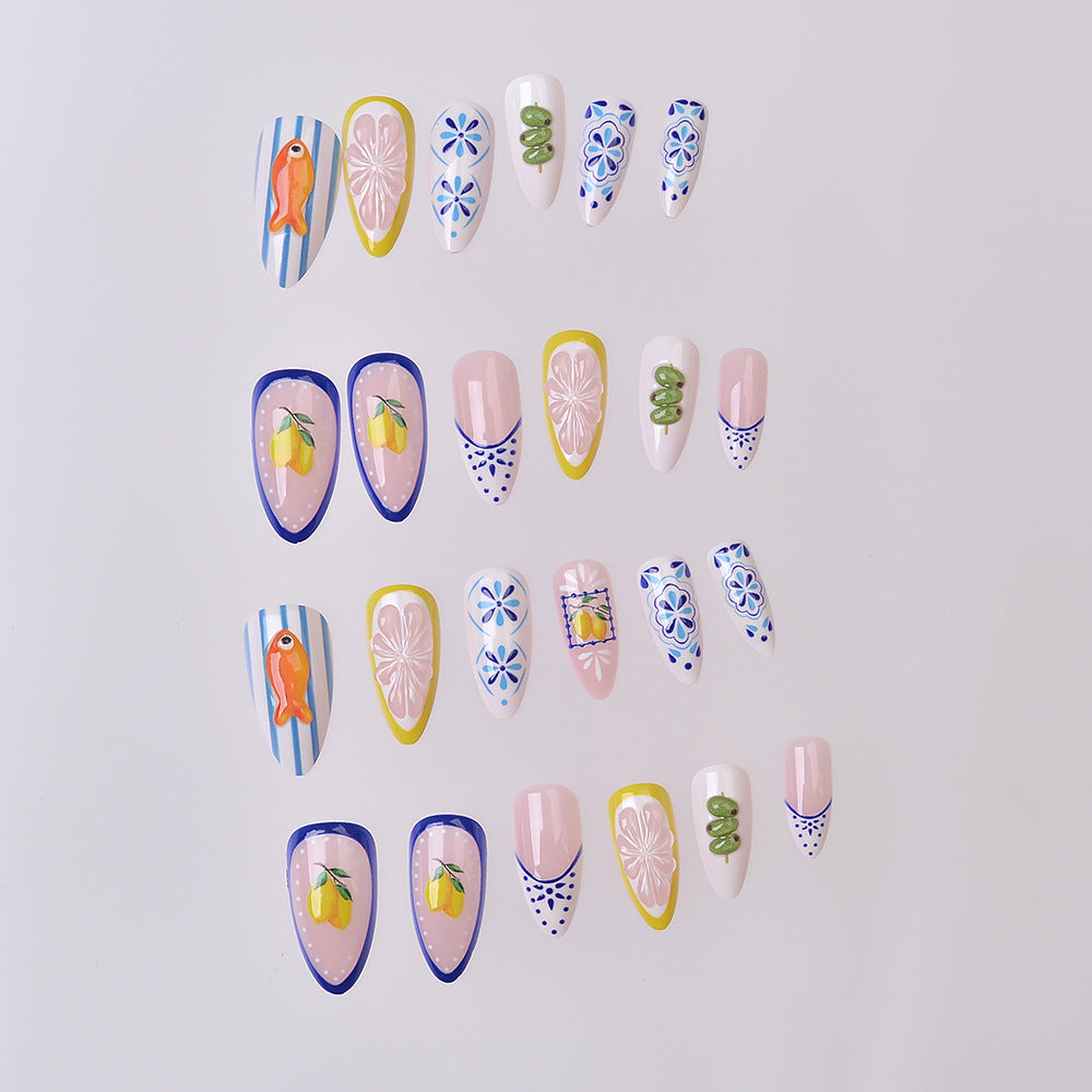 Artistic Sea-Themed Press-On Nail Set Kalsten
