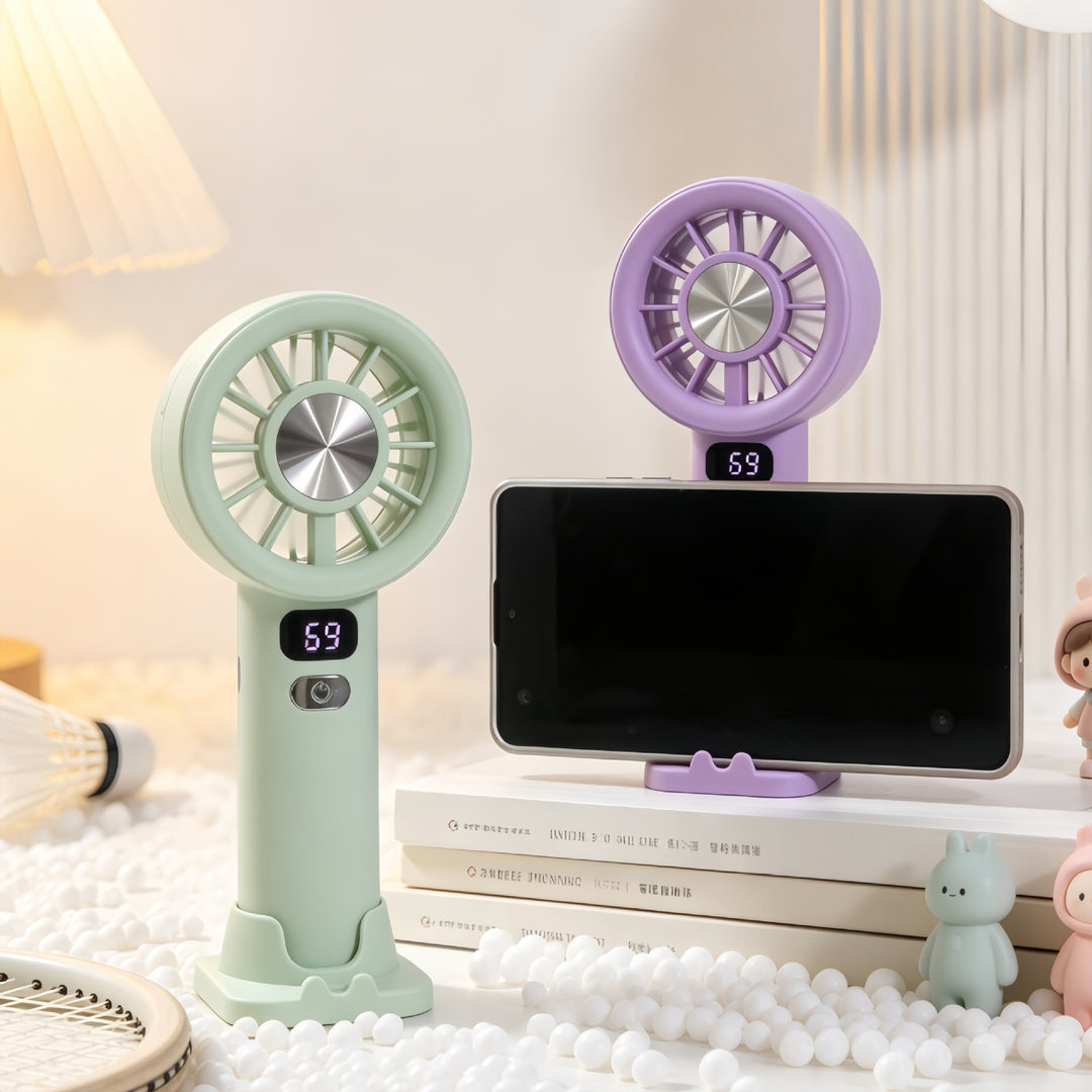 Ladies portable hand fan with LCD display and USB charging function Kalsten