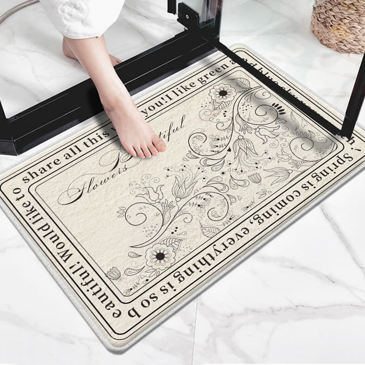 Floral Inspirational Welcome Mat