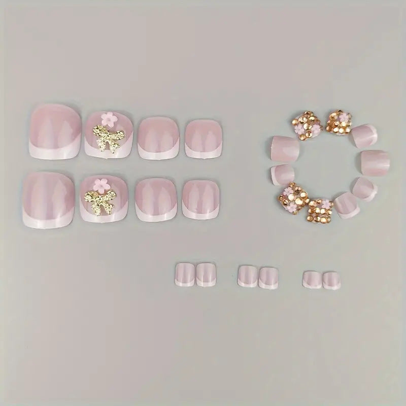Nail art set with glamorous 3D flowers and bow decorations Kalsten