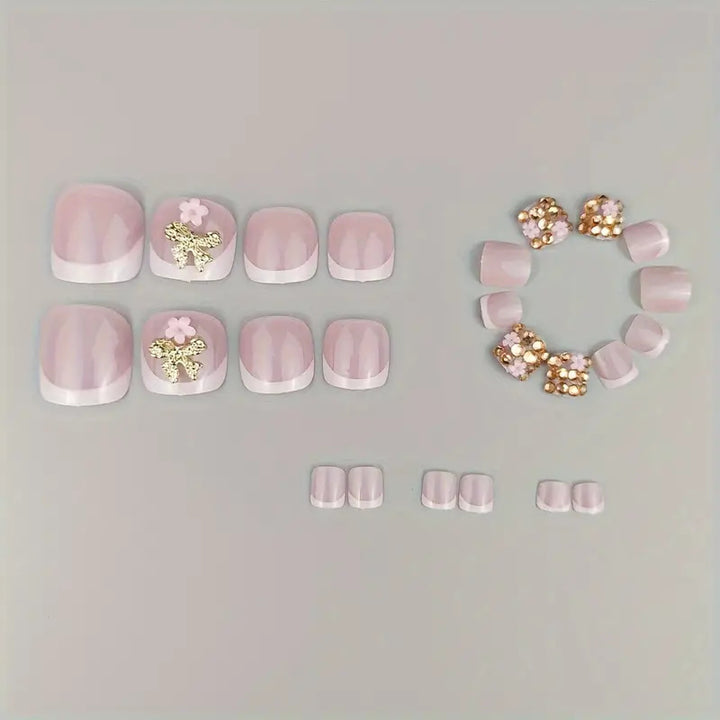 Nail art set with glamorous 3D flowers and bow decorations Kalsten
