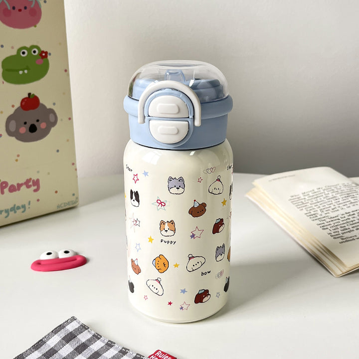 Women's insulated drinking bottle with secure flip lid and playful animal design Kalsten