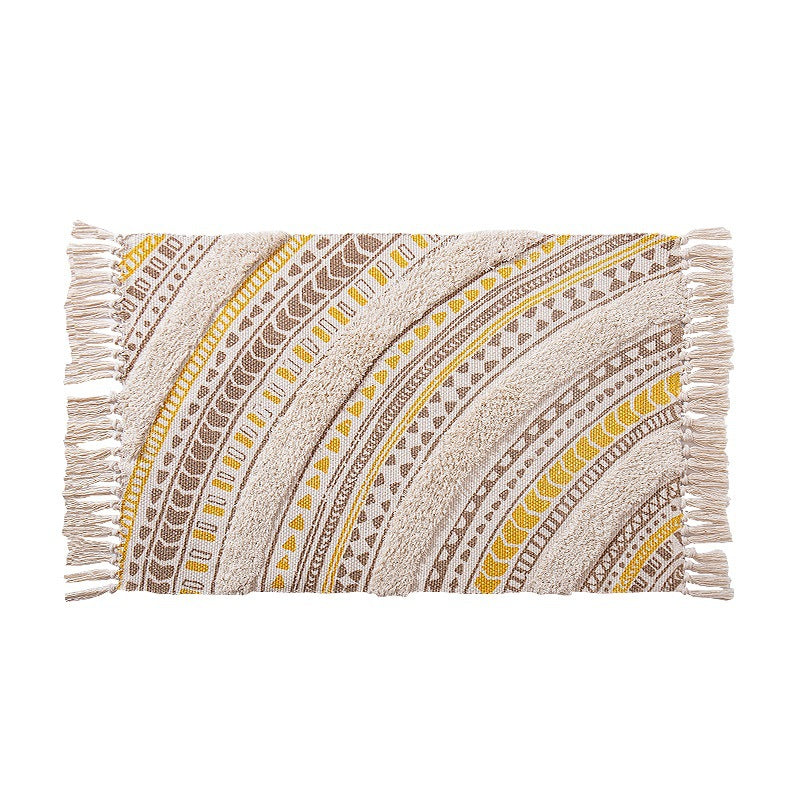 Woven runner rug with fringes and geometric ethnic pattern Kalsten