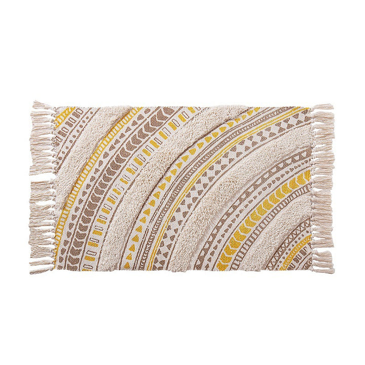 Woven runner rug with fringes and geometric ethnic pattern Kalsten