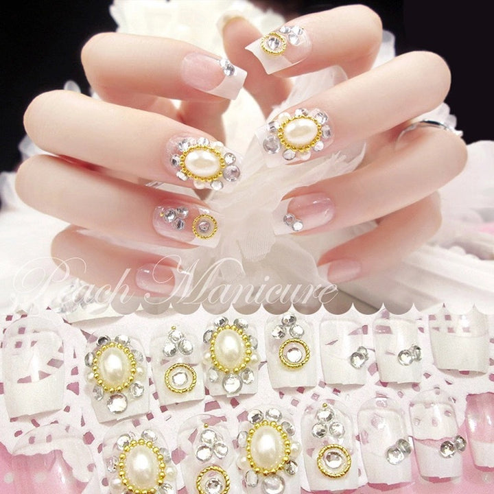 Artificial nails with elegant flower and rhinestone design Kalsten