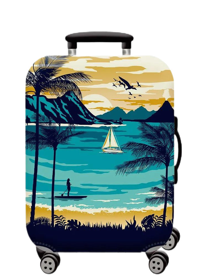 Women Hard Shell Suitcase with Trendy Surf and Palm Design Kalsten