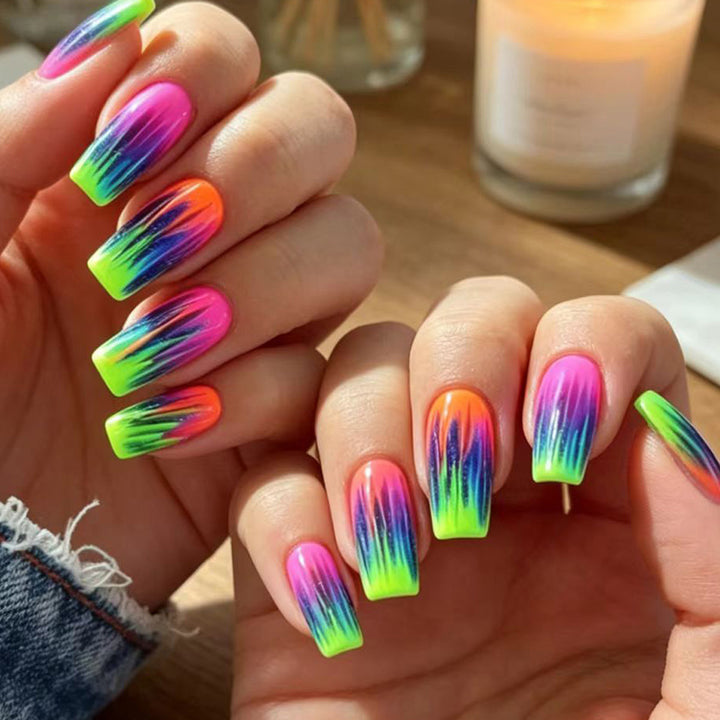 Creative Nail Art in Modern Neon Gradient Design Kalsten