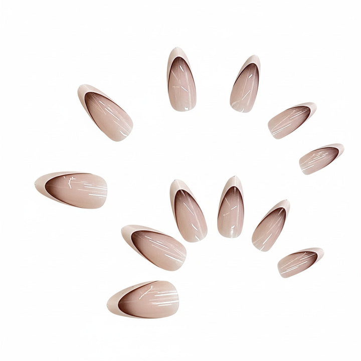 French Tip Almond-Shaped Press-On Nails Kalsten