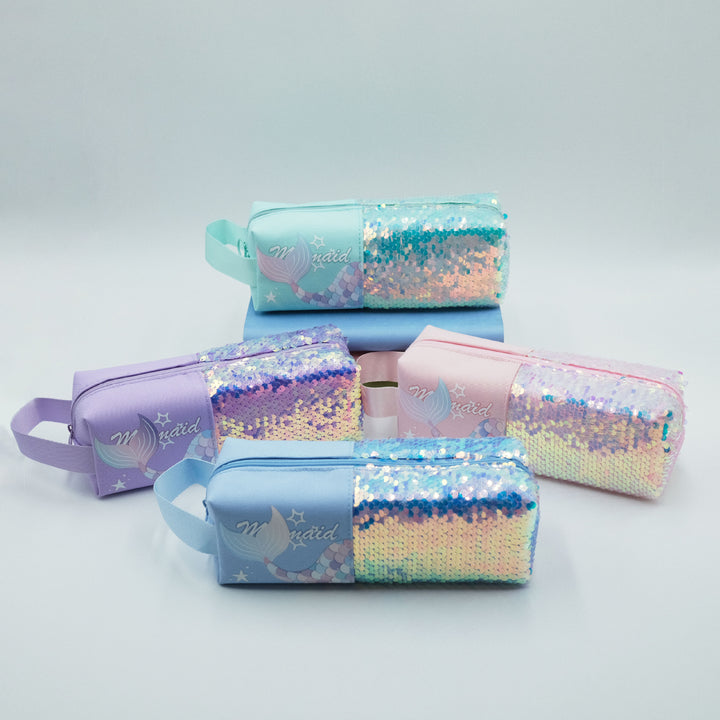 Mermaid-Themed Glitter Pencil Case