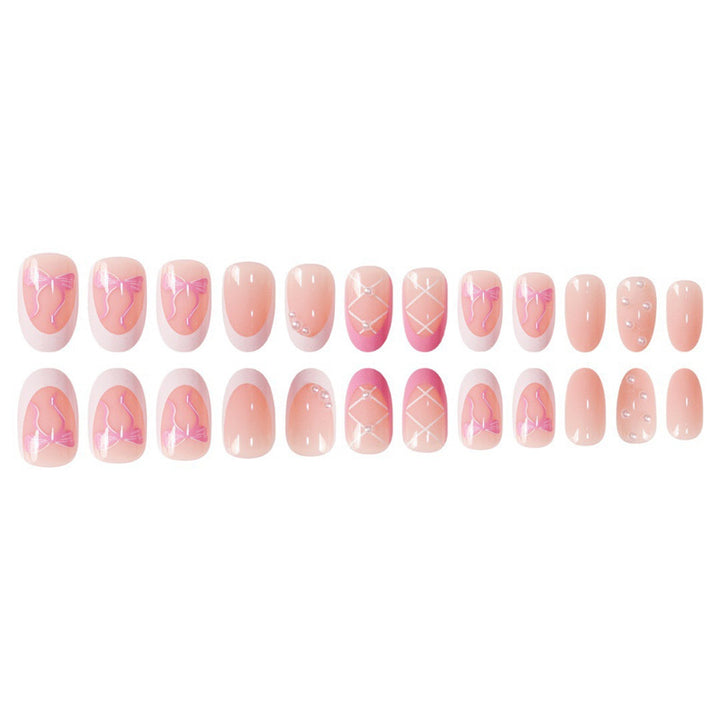 Elegant Decorative Press-On Nail Set with Bow and Pearl Accents Kalsten