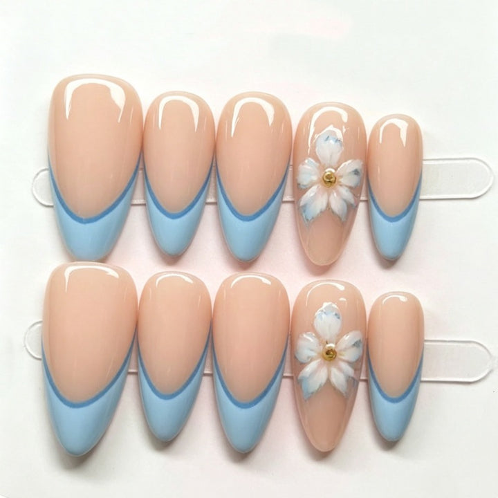 Artistic Press-On Nail Kit with Floral Accents Kalsten