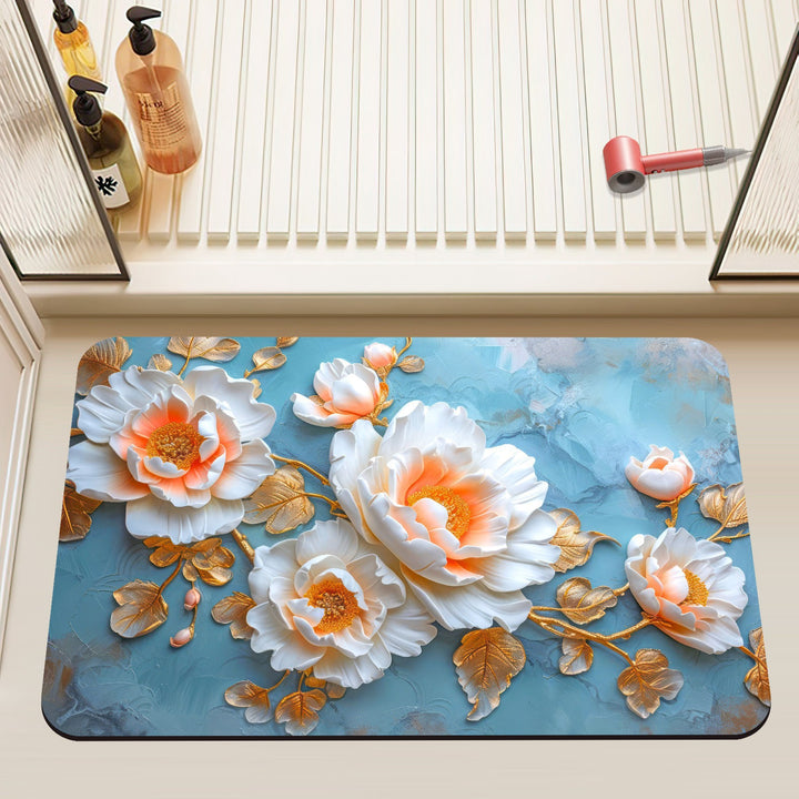 Luxurious Floral Design Bath Mat