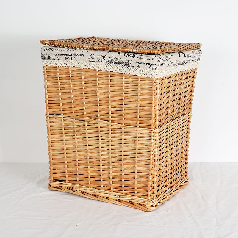 Women's laundry basket with elegant fabric cover and decorative elements Kalsten