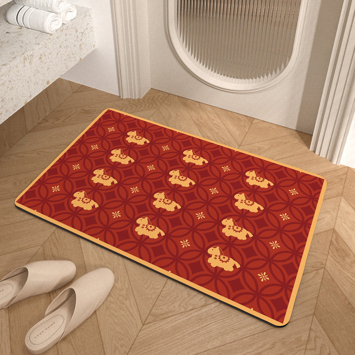 Playful Horse-Themed Memory Foam Bath Mat Kalsten