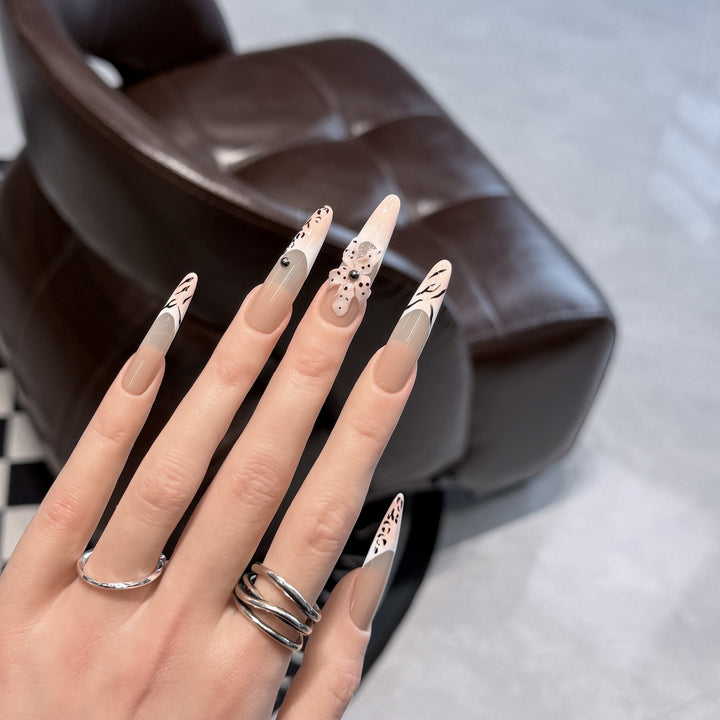 Artistic Stiletto Nail Art Set with Elegant Decorative Elements Kalsten