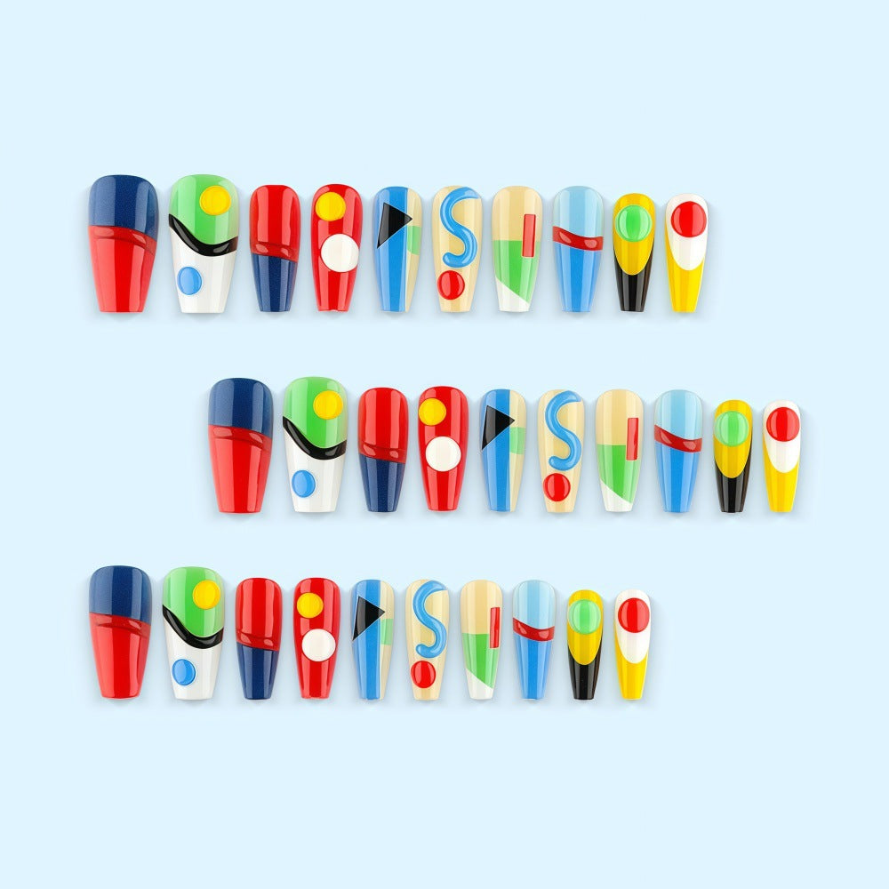 Creative nail art set with geometric patterns and 3D applications Kalsten