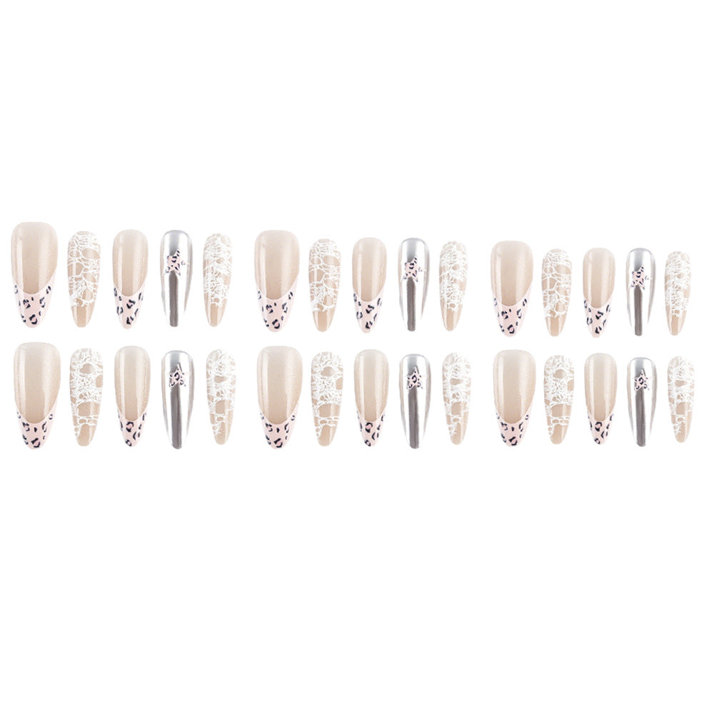 Elegant Lace and Metallic Nail Art Set Kalsten