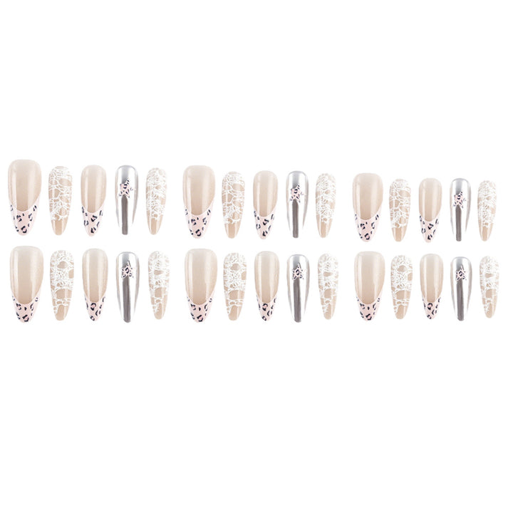 Elegant Lace and Metallic Nail Art Set Kalsten