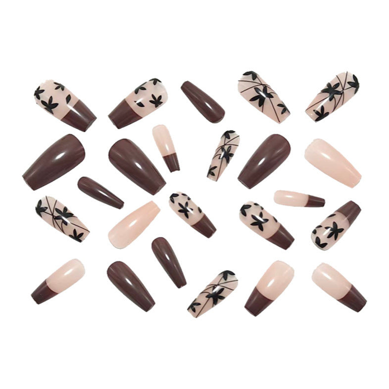 Artificial Nails in Elegant Design with Flower Motif and Gloss Finish Kalsten