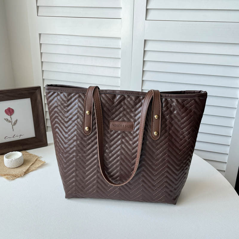 Textured Herringbone Pattern Tote Bag