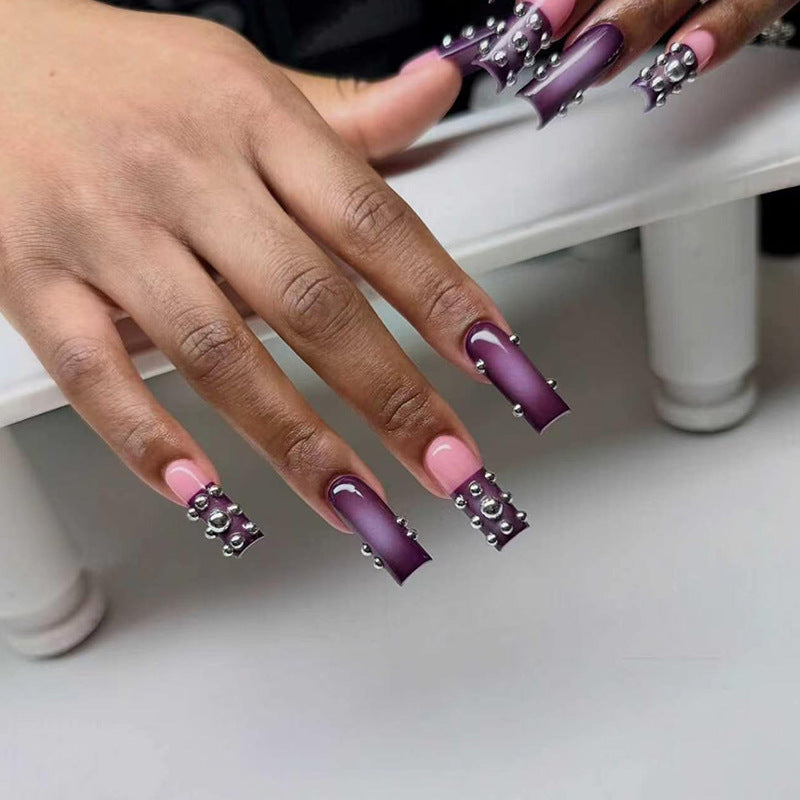 Decorative 3D Stiletto Press-On Nails with Rhinestone Accents Kalsten