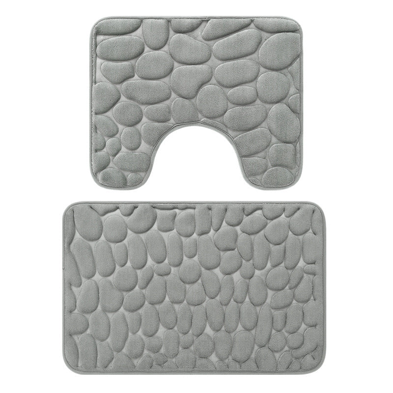 Textured Stone Pattern Bath Mat Set Kalsten
