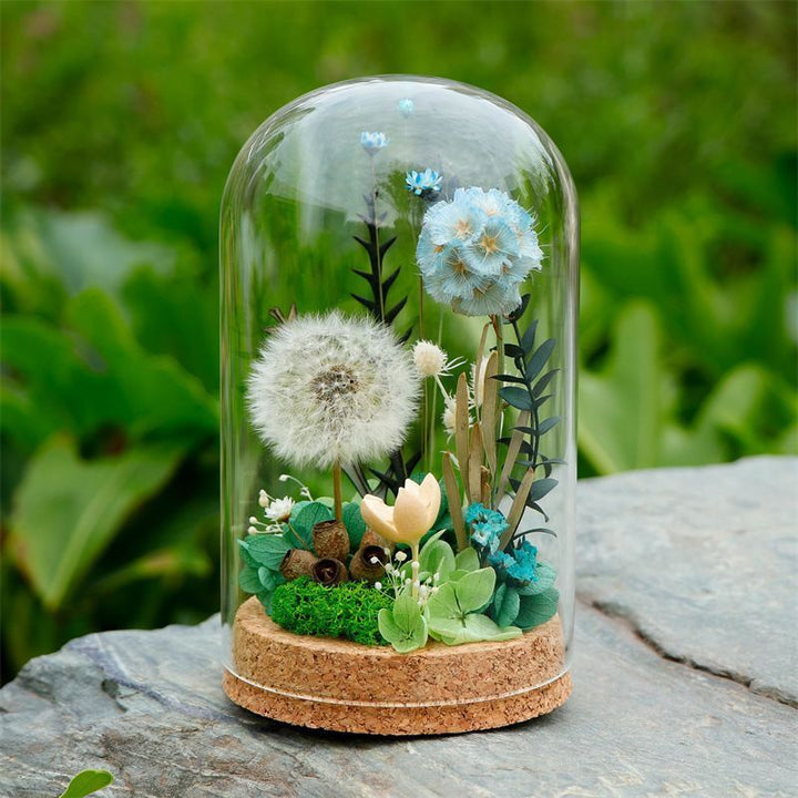 Decorative Glass Dome with Dandelion