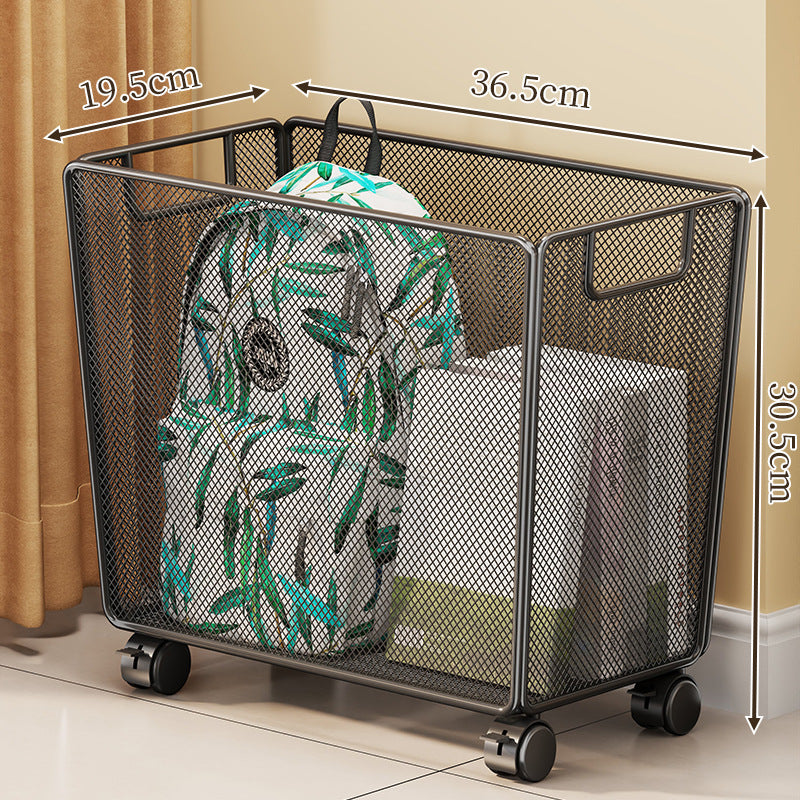 Rectangular Metal Mesh Storage Basket with Built-In Side Handles and Ventilated Panels