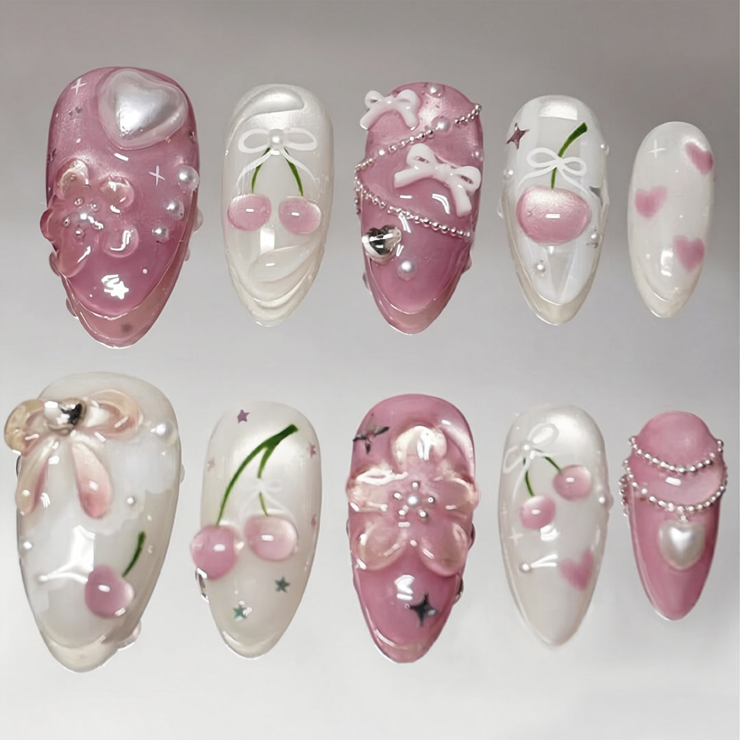 Decorative Cherry Blossom Press-On Nail Art Set Kalsten