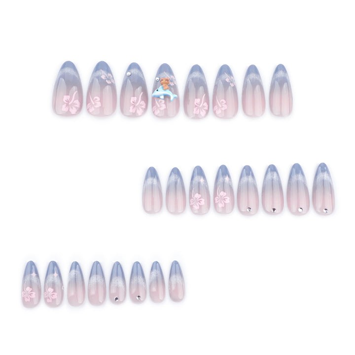 Artful nail extensions with elegant ombré design and floral accents Kalsten