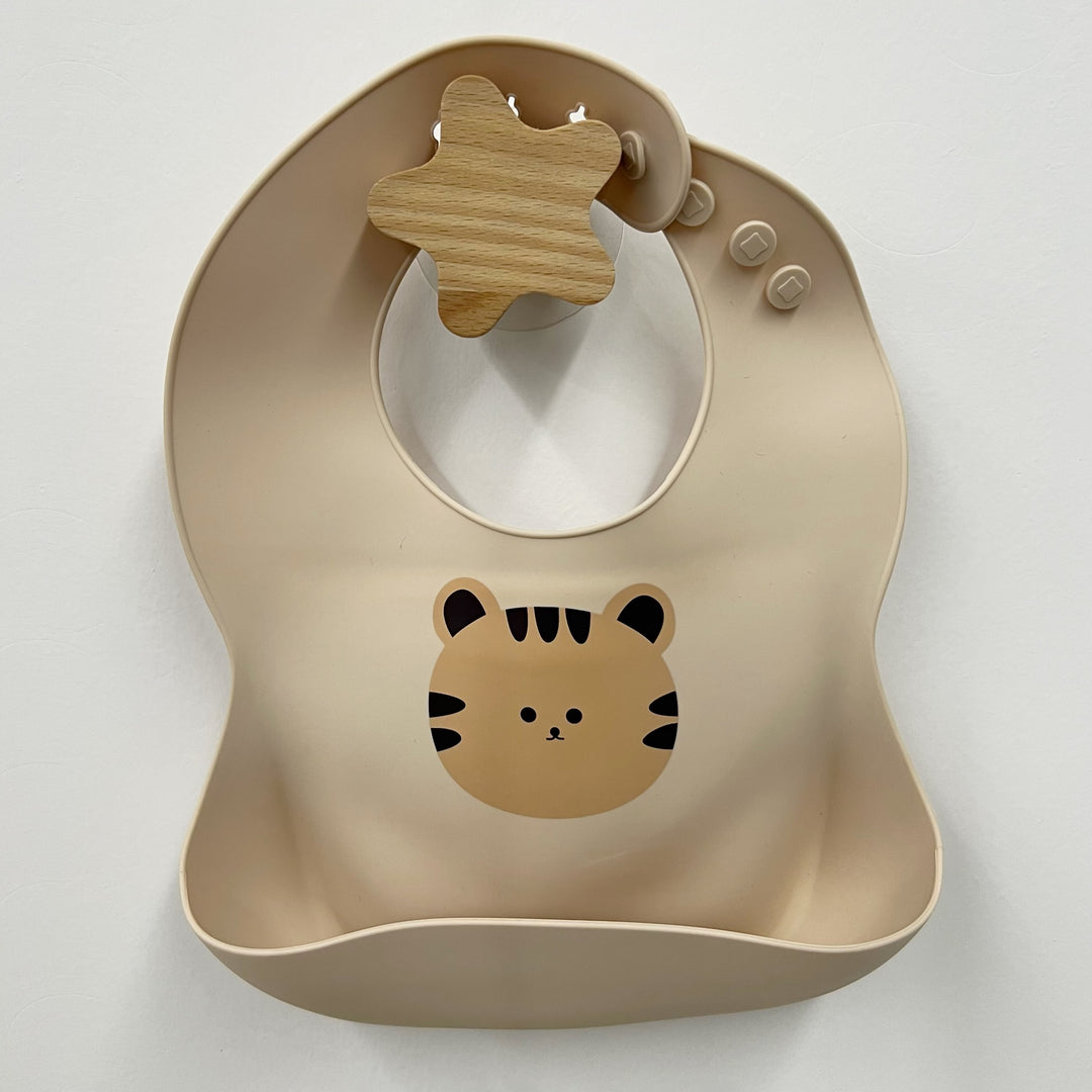 Silicone Baby Feeding Bib with Deep Crumb Pocket and Adjustable Snap Collar