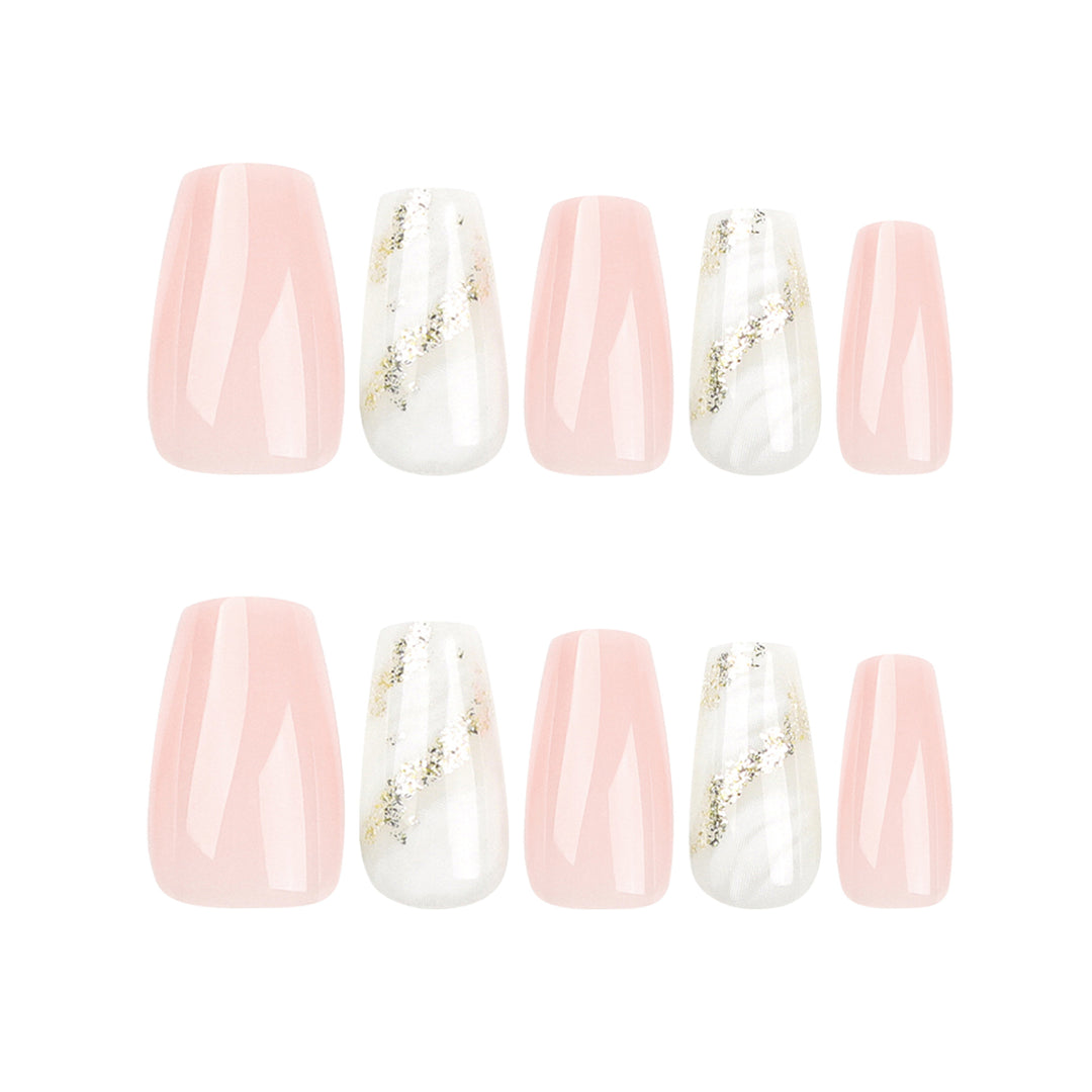 Artistic Nail Extensions with Elegant Gold Design Kalsten