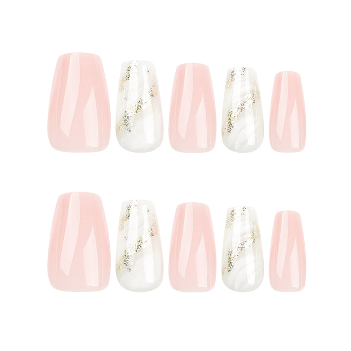 Artistic Nail Extensions with Elegant Gold Design Kalsten