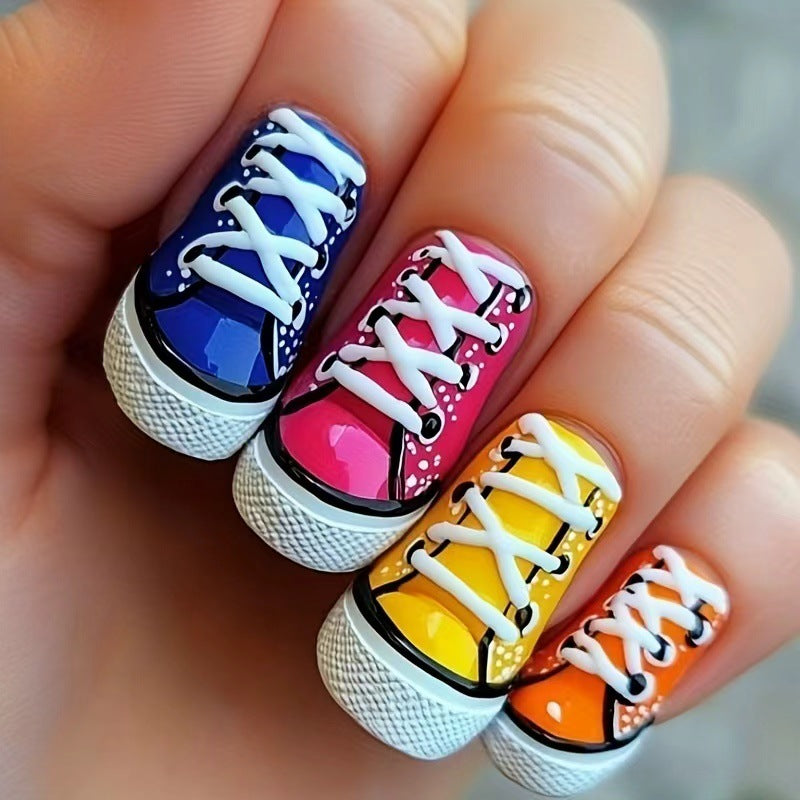 Creative art nails in colorful sneaker design Kalsten