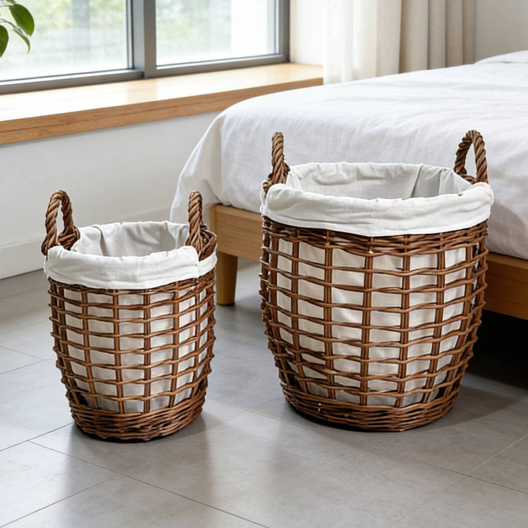 Handcrafted laundry basket with fabric cover Kalsten