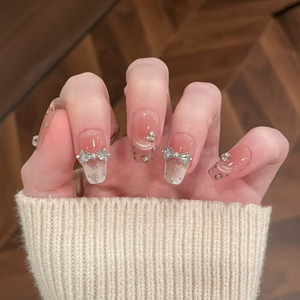 Ombre Stiletto Press-On Nail Art with Gem Accents Kalsten