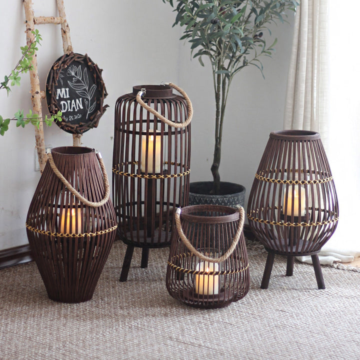Rustic Rattan Lantern Kalsten