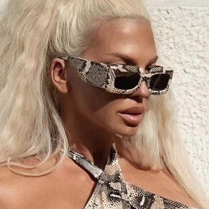 Women oversized sunglasses in fashionable snake leather look Kalsten