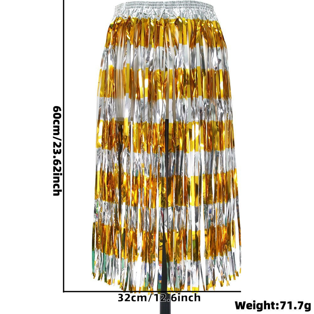 Women's nan metallic foil fringe hula skirt with elastic waistband party costume Kalsten