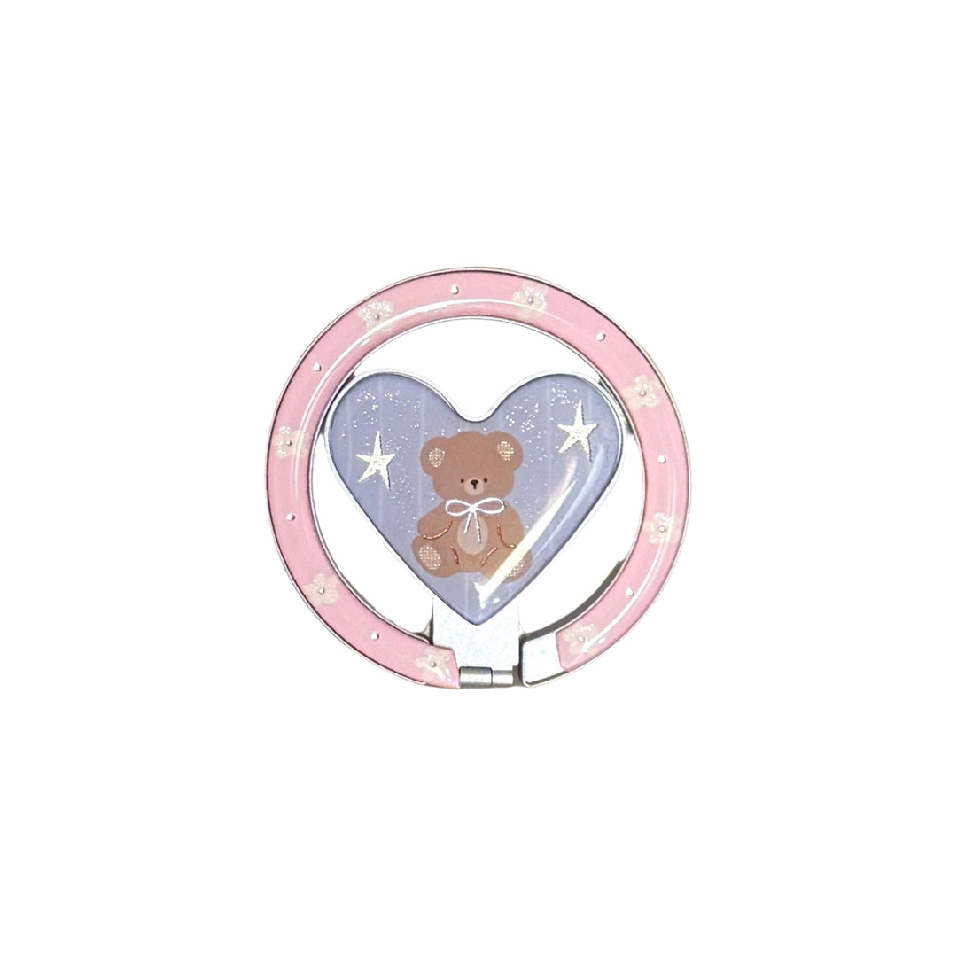 Hand mirror in heart-shaped design with bear motif Kalsten