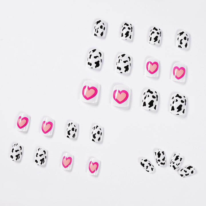 Creative nail art with heart and animal pattern motif Kalsten