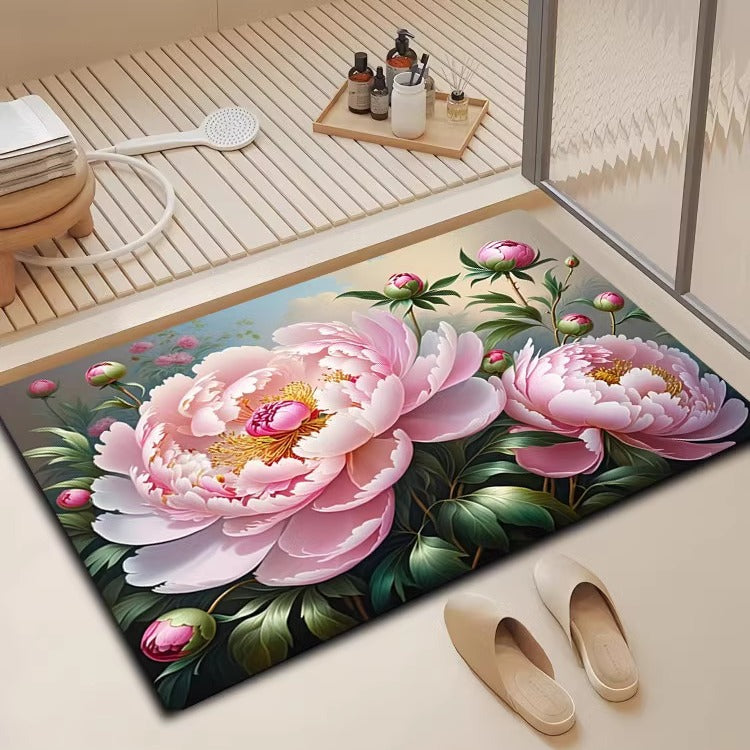Floral Design Bath Mat Kalsten