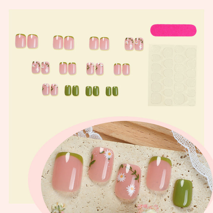 Decorative Press-On Nail Art Set with Botanical Accents kalsten